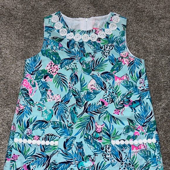 Lilly Pulitzer Little Lilly Classic Shift In Barking Up The Palm Tree Sz 7 - Picture 2 of 6